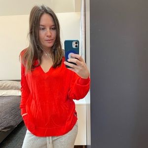 H&M V-neck Sweater in Red Size: S